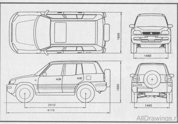 Toyotas RAV4 5-door (1994) (PAB4 Toyota 5-door (1994)) are drawings of the car